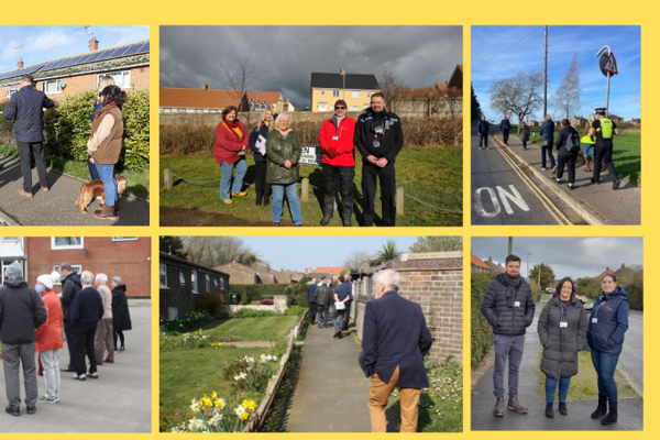 Group People Walking Around Neighbourhood