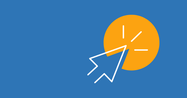 Blue Background With White Arrow Clicking On Yellow Circle