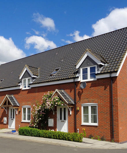 Terrance Houses In A Row With Flower Trellis